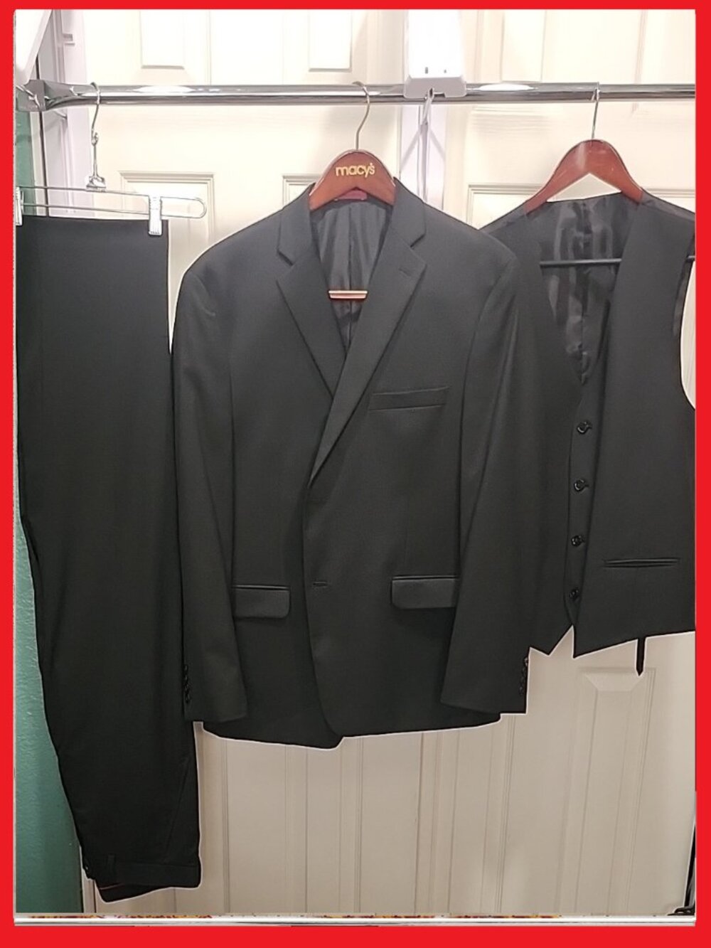 Alfani Slim-fit Men's Black Three-Piece Suit Jacket, Vest & Pants